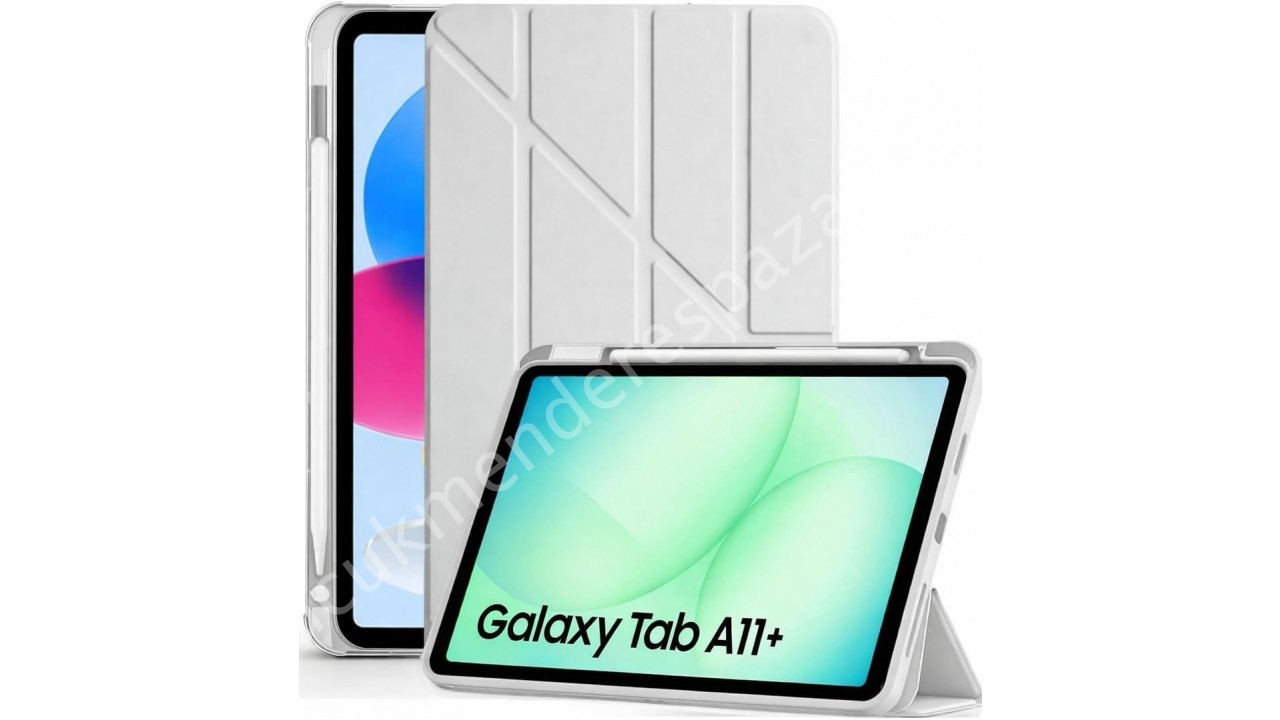 Samsung Galaxy Tab A11 Plus 11 İnç İle Uyumlu Kalemlikli, Uyku Modlu, Mıknatıslı, Üçgen Standlı, Darbeye Dayanıklı Kapla